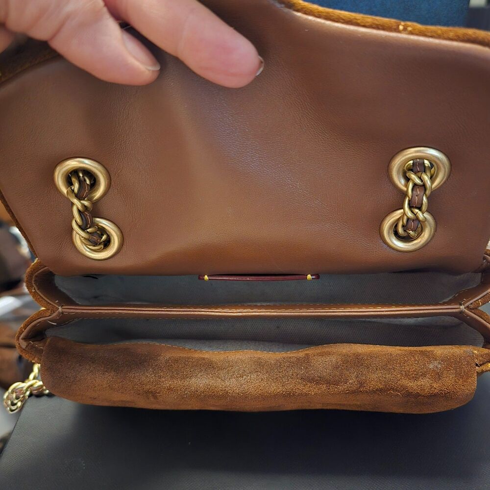 Coach Tabby 20 Brown Quilted Suede Shoulder Bag - Picture 13 of 14